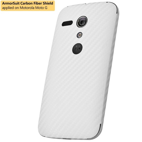 ArmorSuit Motorola Moto G Clear Screen Protector + White Carbon Fiber Skin USA - Picture 3 of 11