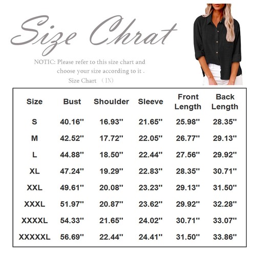 Women Linen Cotton Shirt Button Up Tops Long Sleeve Casual Loose Blouse Casual - Picture 15 of 51