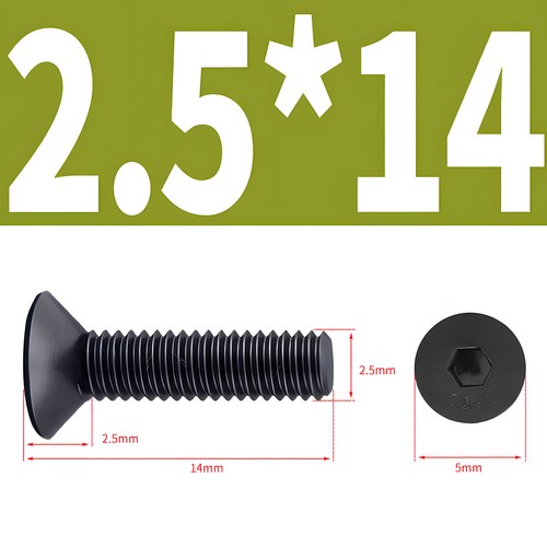 Tornillos avellanados de acero M2,5 DIN 7991 10,9 negro hexágono interior cabeza avellanada M2,5x - Imagen 13 de 22