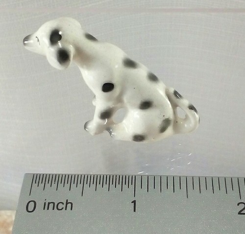 Dalmatiner Hund gefleckt Figur Keramik glasiert Miniatur Vintage 1,5" sehr klein - Bild 7 von 7