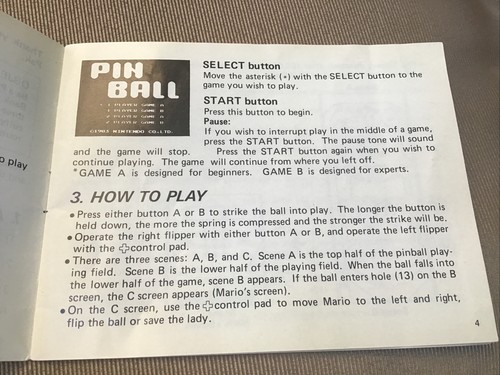 Vintage 1985 PINBALL Nintendo NES Game Original Instruction Manual Booklet *ONLY - Picture 5 of 5