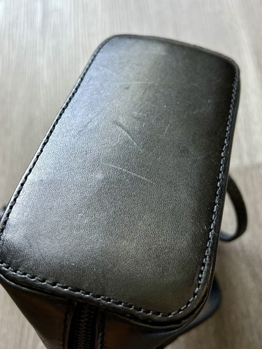 Vera Pelle Leather Black Crossbody Shoulder Bag Satchel Purse Made In Italy - Picture 5 of 6