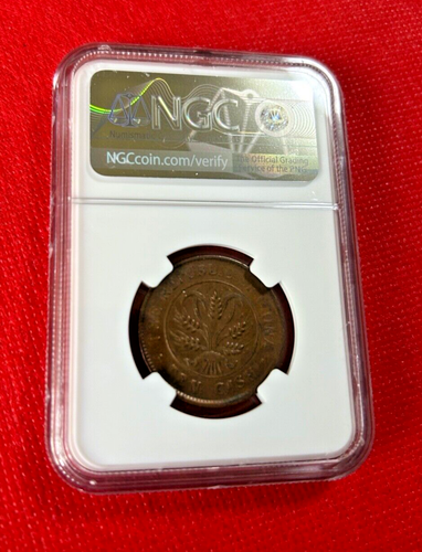 1920 CHINA 10 CASH HUNAN LI SCRIPT NO DOTS THIN LEAVES NGC AU DETAILS - Picture 2 of 2
