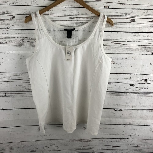 NWT Lane Bryant White Tank Top Mesh Back Insert 22/24