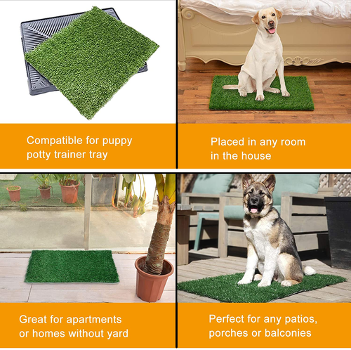 Dog Grass Pee Pads Artificial Turf Pet Mat Puppy Potty Indoor/Outdoor Set of 2 - Picture 7 of 15
