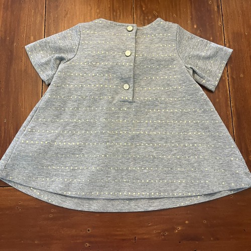 Tahari Baby Girls Size 18 Months Gray Short Sleeve Tunic with Gold Dots - Picture 7 of 9