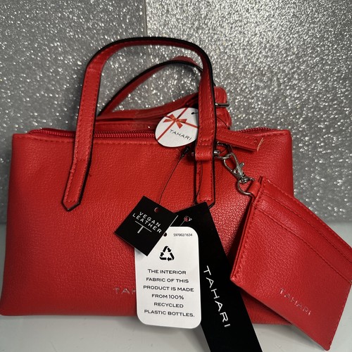 Tahari Red On The Go Mini Satchel Bag Handtasche Crossbody Crimson - Bild 1 von 7