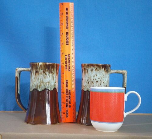 Canonsburg Carefree Ironstone Brown Drip Mugs Tankards ~ Set of 8 ~ USA ~ EUC! - Picture 22 of 23