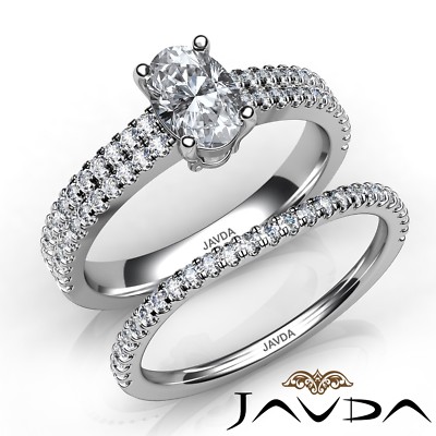 Row Scalloped Bridal Set Oval Diamond Engagement Ring GIA E-VS2
