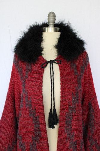 Ralph Lauren Collection wool linen fur feathers cardigan sweater kimono jacket L - Picture 7 of 10