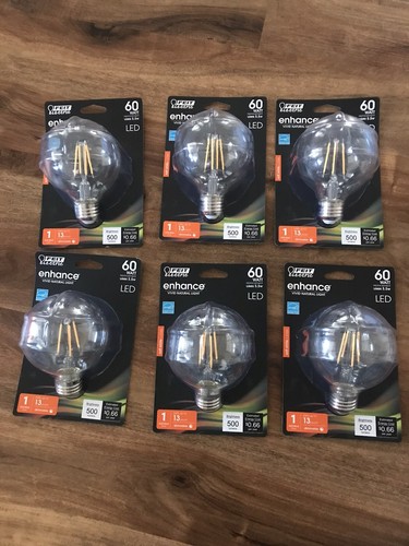 Feit Electric BPG2560/927CA/FIL Globe G25 LED Light Bulb, 5W, Clear (6-PACK) - Picture 1 of 3