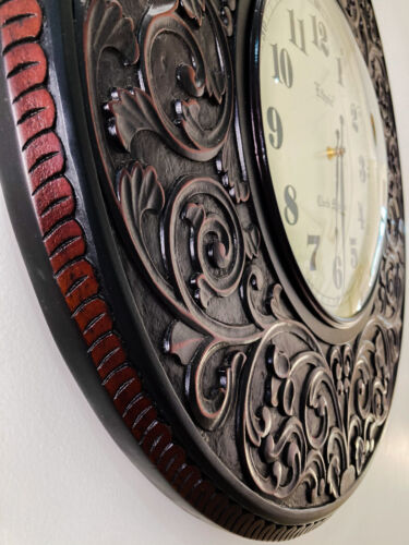 24 Zoll rustikale Vintage Wanduhr aus Holz | handgefertigte Wohn- & Wohnzimmerdekoration - Bild 2 von 10