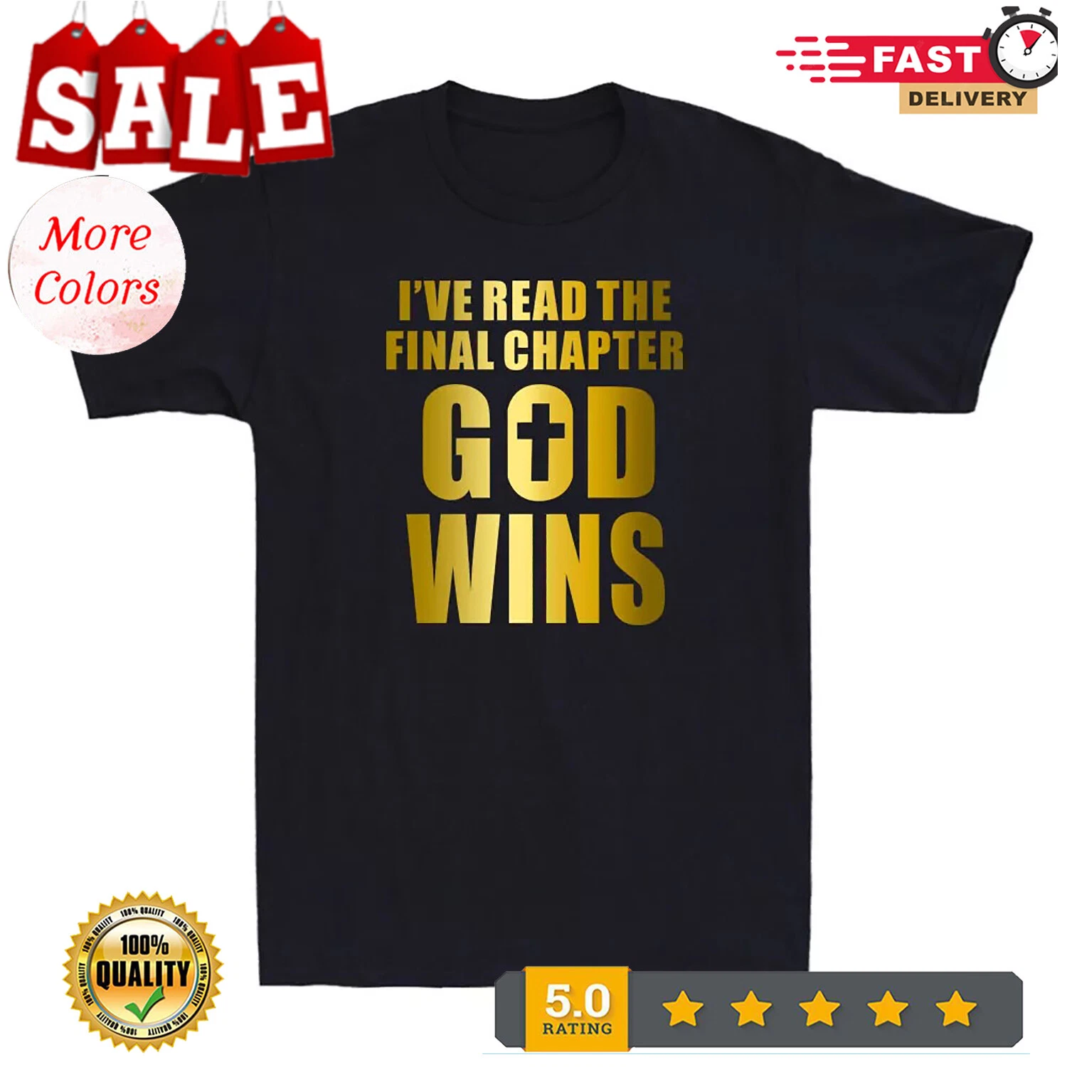 God Wins Christian Bible Faith Mens T-Shirt Final Chapter Design