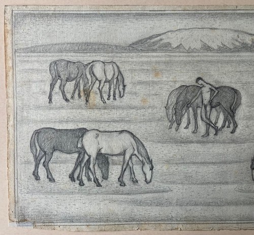 Disegno Di Matita Friedrich Westphal Paesaggio Con Cavalli 18,5 X 32,5 Cm - Bild 4 von 7