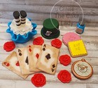 Handmade edible Alice In Wonderland inspired cake topper decoration set