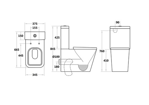 WHITE TOILET SUITE CERAMIC SOFT CLOSE SEAT WASHDOWN BACK TO WALL P OR S TRAP - Picture 5 of 6