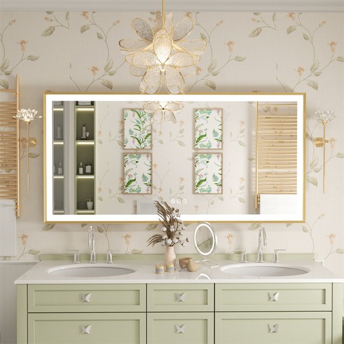 1200MM All Styles LED Bathroom Mirror RGB/Bluetooth/Gold Aluminum Vanity Mirror - Picture 48 of 66