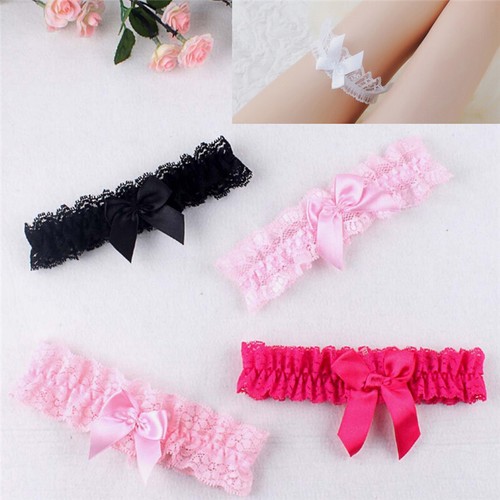 White/Black Lace Ribbon Bowknot Wedding Bridal Hen Gift Garters Adjustable B.RI - Picture 7 of 11