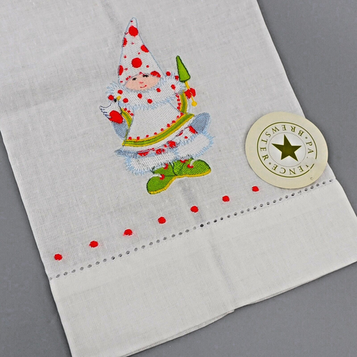 Patience Brewster Tea Towel Dash Away Britzen's Elf on White New with Tags - Picture 3 of 9