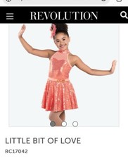 Girls Revolution Dance Costume Coral Gold Sequin Medium Child Girls