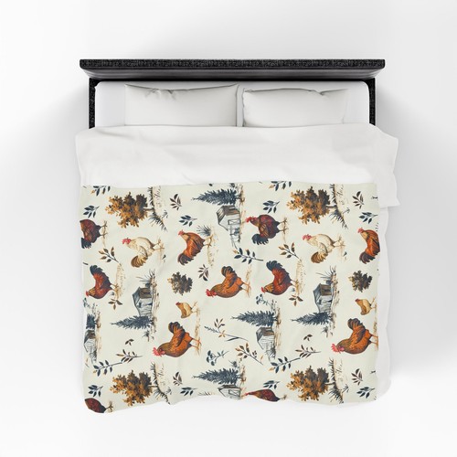 Farmhouse Rooster Velveteen Plush Blanket, Cozy Throw Blanket, Chicken Decor, - Picture 15 of 16