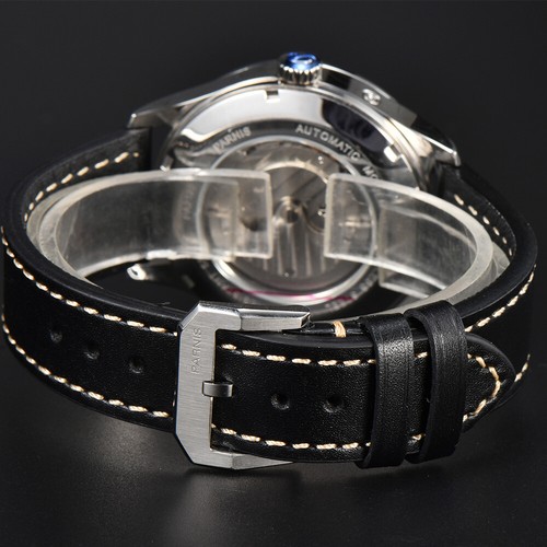 Reloj de pulsera informal Parnis 41,5 mm movimiento automático para hombre niño hombre correa de cuero - Imagen 8 de 37