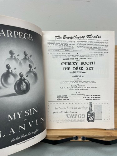 The Desk Set Playbill - Broadhurst Theatre - 19 de marzo de 1956 - Shirley Booth - Imagen 3 de 4