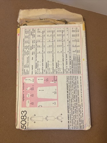 Vintage 70er Jahre NACHTHEMD Muster Passe LANG KURZ Simplicity 5083 Gr. MED 12-14 - Bild 2 von 4