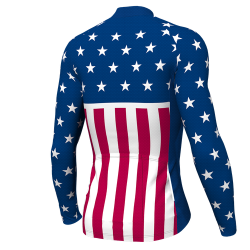 Maglia ciclismo uomo USA manica lunga maglia bici strada MTB ciclismo camicie UV 50+ - Foto 19 di 21