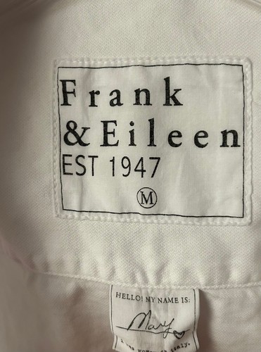 Frank & Eileen MARY Distressed CROP cropped SHIRT white MEDIUM Button-Up women's - Picture 7 of 7