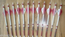 12 Carbon Express Maxima RED 350 Arrows! Blazer Vanes/Dip/Crest! CUT TO LENGTH