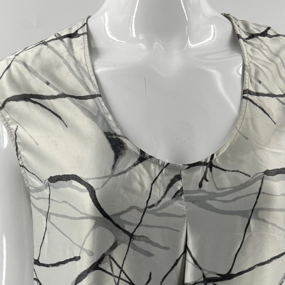 Vestido recto Apostrophe talla L gris plata estampado de ramas de árbol manga gorra para mujer Foto 2 de 4