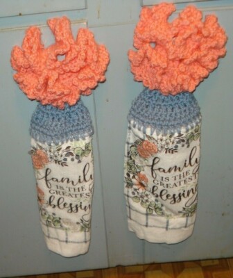 Kitchen Dish Towel With A Crochet Top ~ Bless This Kitchen