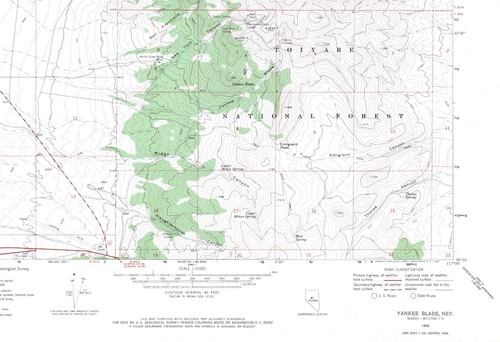 Yankee Blade, Nevada 1969 Vintage USGS Topo Map 7.5 Quadrangle Topographic