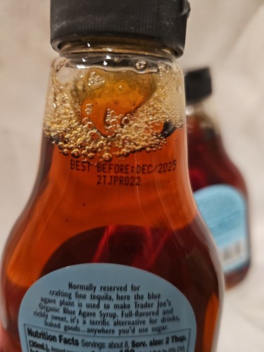 2 Pack Trader Joes Organic Blue Agave Syrup Each 8.1 oz Kosher Pareve - Picture 3 of 4