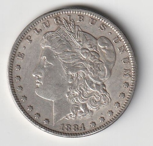1884 P  Morgan Silver Dollar Coin #211 / AU / GOOD DATE -  GOOD SILVER TONE - Picture 1 of 2