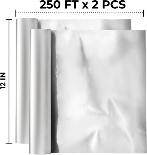 Heavy Duty Aluminium Foil 12"x250 Sq.Ft, Pack of 2 for Food,BBQ - Picture 2 of 7