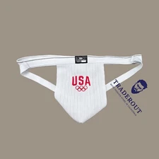 Custom Embroidery USA athletic logo Men white Jock  jockstrap underwear H.E.Arts