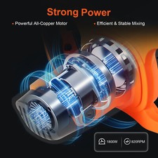 1800W Electric Mortar Mixer 2 Speed Paint Cement Grout Concrete Double Paddle