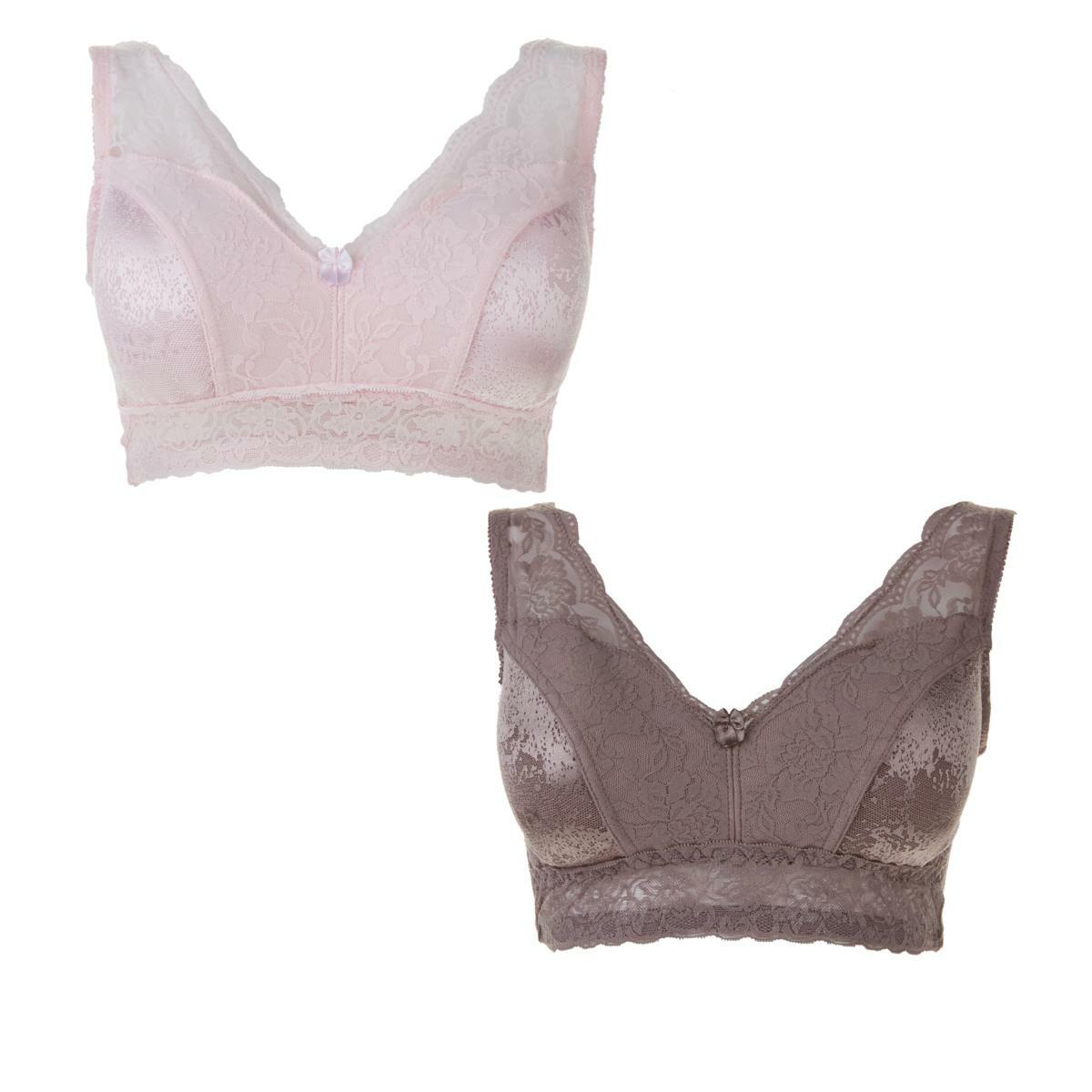 Бюстгальтер Rhonda Shear из жаккарда в полоску, 2 упаковки, Мокко/Розовый, 1X