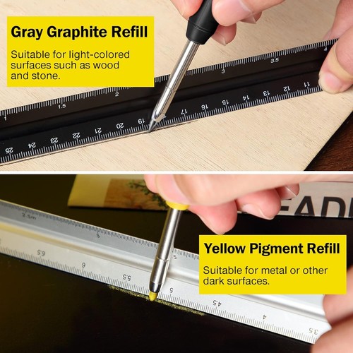 Hiboom 2 Pack Solid Carpenter Pencil with 14 Refill, Long Nosed Deep Hole - Bild 5 von 7