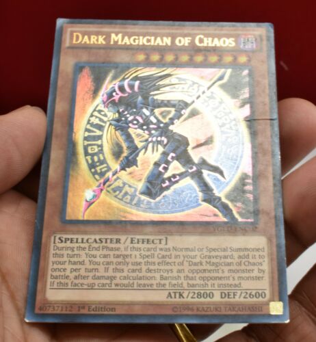 YuGiOh Dark Magician of Chaos GOLD 1st Edition Ultra Rare YGLD-ENC02 HOLO LP - Picture 3 of 4