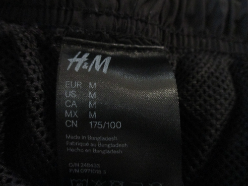 H&M Swim Shorts Trunks Men's Med. Black, Drawstring, Elastic Waist, Lined, Logo - Bild 2 von 7