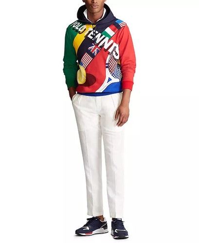 POLO RALPH LAUREN Men’s Multi Color POLO TENNIS FLAG Graphic Pullover Hoodie NWT - Picture 2 of 9