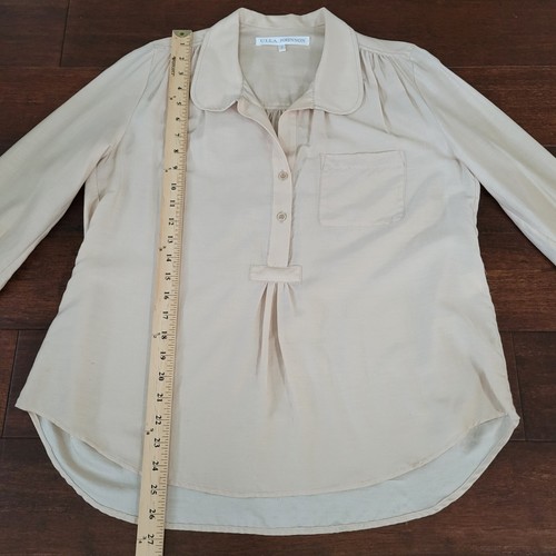 Ulla Johnson Damen Langarm Leinen Popover Bluse Top Größe 8 Champagner - Bild 10 von 12