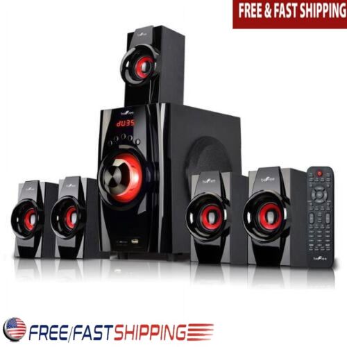 5.1 Surround Sound Bluetooth Speaker System USB SD FM Radio Remote Control Black