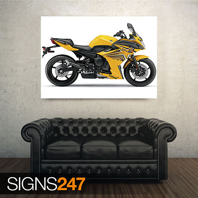 YAMAHA FZ6R poster yellow motorbike photography print art