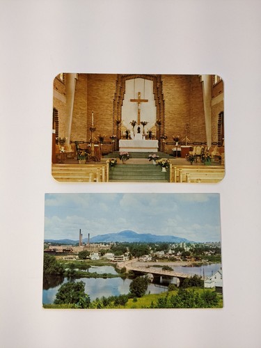 lot of 2 Vintage Postcards Magog, Quebec Cartes Postales Eglise Saint Jean-Bosco - Imagen 1 de 3