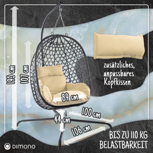 Hängesessel mit Gestell Hängekorb Sessel Schwebeliege Out- & Indoor Relax-Stuhl - Bild 4 von 7