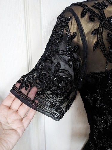 ASOS Black Bead Embellished Mesh Cocktail Dress, Size 8 - BNWT - Picture 7 of 10
